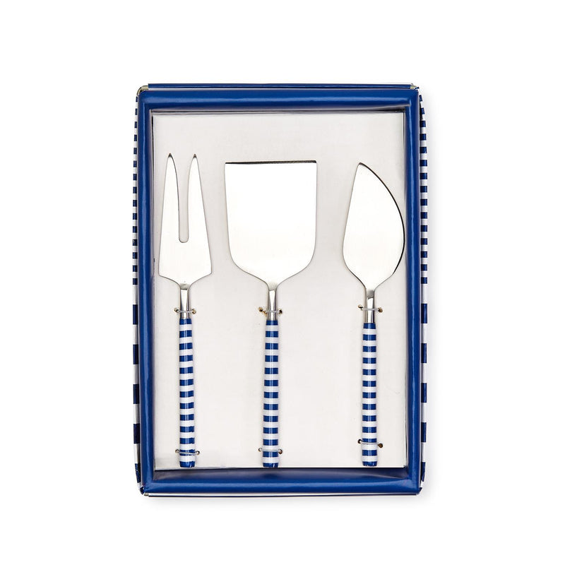 Yacht Club Blue & White Cheese Knives (Set of 3)