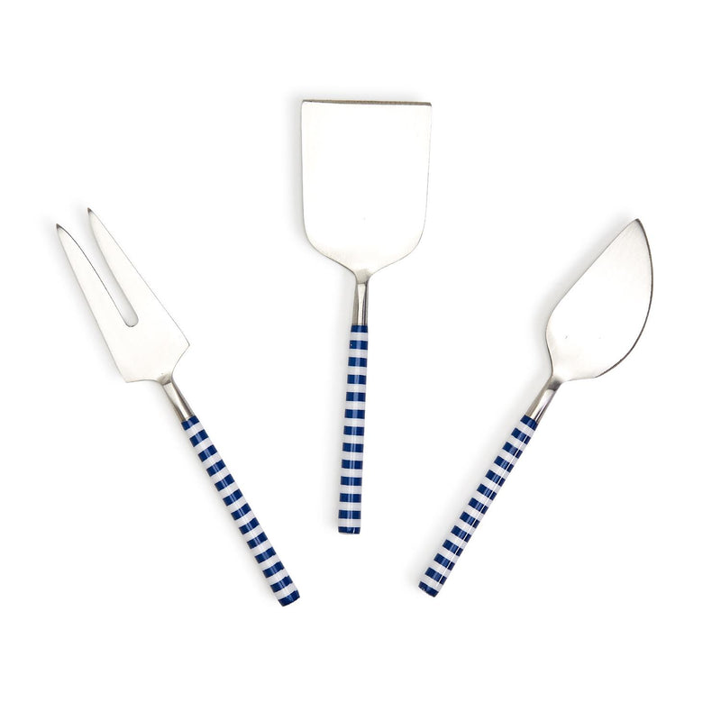 Yacht Club Blue & White Cheese Knives (Set of 3)