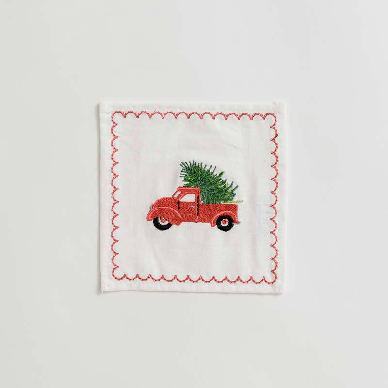 Red Truck & Tree Cocktail Napkins (Set of 6)