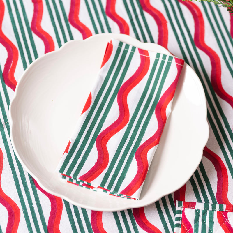 Striped Christmas Napkins (Set of 4)