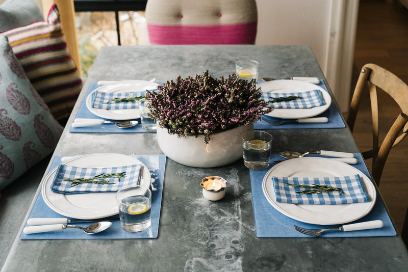 Blue Chambray Acrylic Placemats (Set of 4)