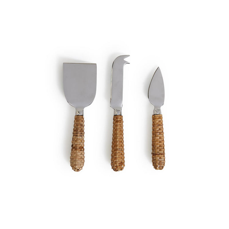 Wicker Weave Cheese Knives (Set of 3)