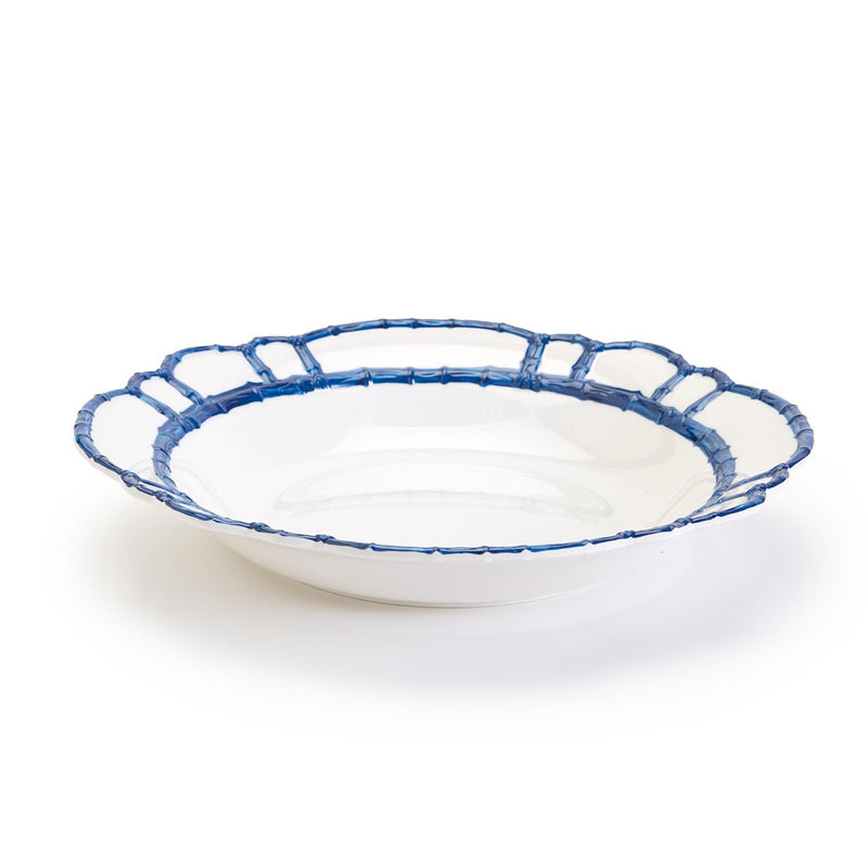 Blue Bamboo Trim Serving Bowl