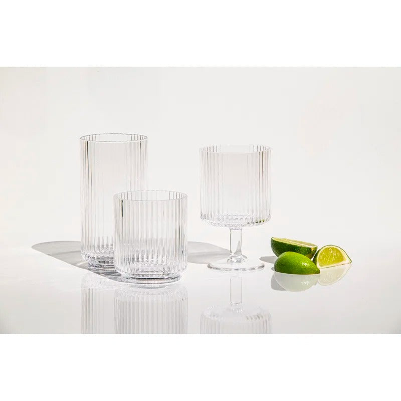 Fluted Acrylic Glass, Clear (Set of 4)