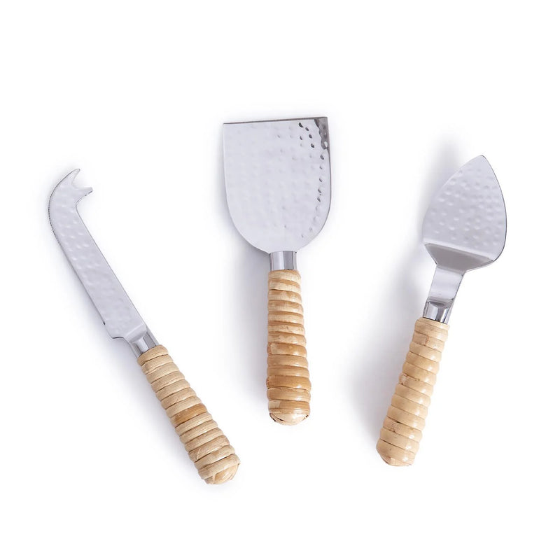 Rattan Wrapped Cheese Knives (Set of 3)